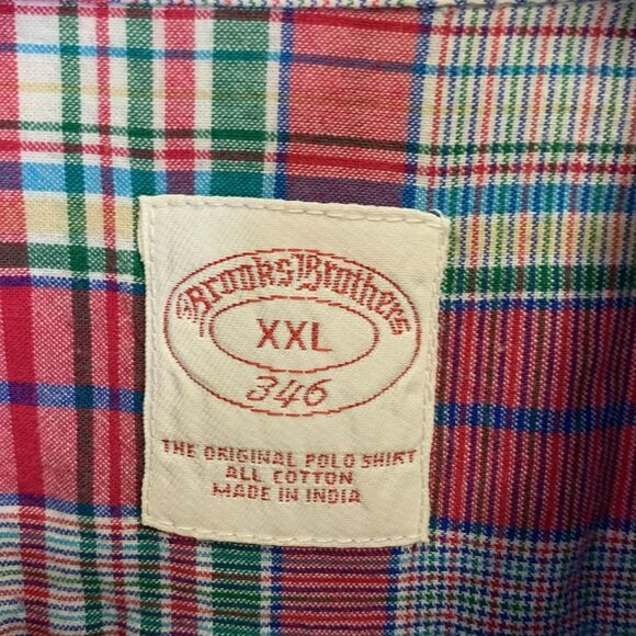 Brooks Brothers 346 Red Blue White Green  Plaid Button-down LS Shirt Size XXL - Picture 6 of 12